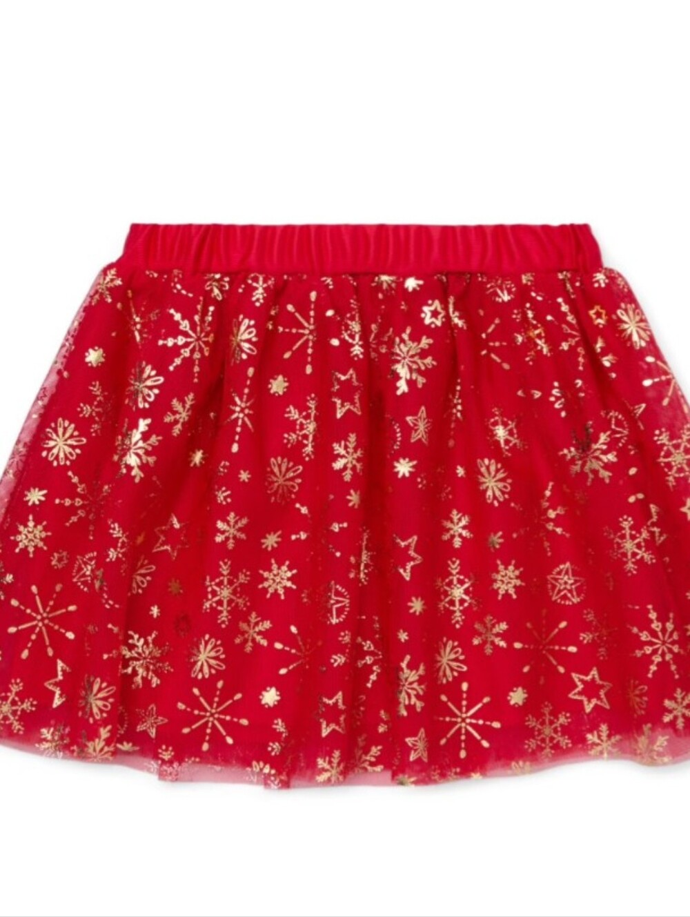3/$15 Red Tulle Skirt with Gold Star Print 5T Holiday Snowflake Tutu Festive